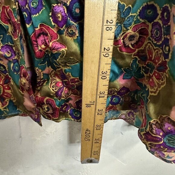 Victoria's Secret Silk Floral Tunic Blouse Womens Medium VTG Cardigan Cover Up - Picture 7 of 11
